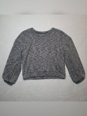 Madewell Textured Crewneck Sweatshirt Sz S Heather Coal AG287 Gray Long Sleeves